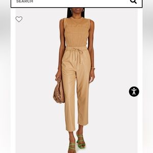 INTERMIX Kiston Cropped Vegan Leather Pants in Beige 8 Medium M